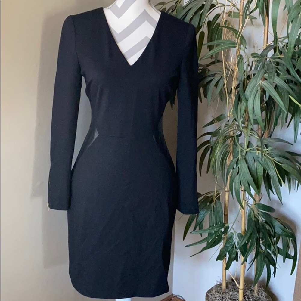 Banana Republic black dress with faux leather